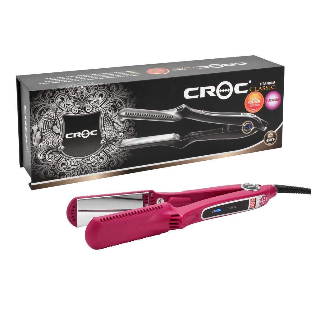 Croc Flat Iron Straightener, Magenta, 1.5″  eLiving Essentials Quality  items right to your doorstep